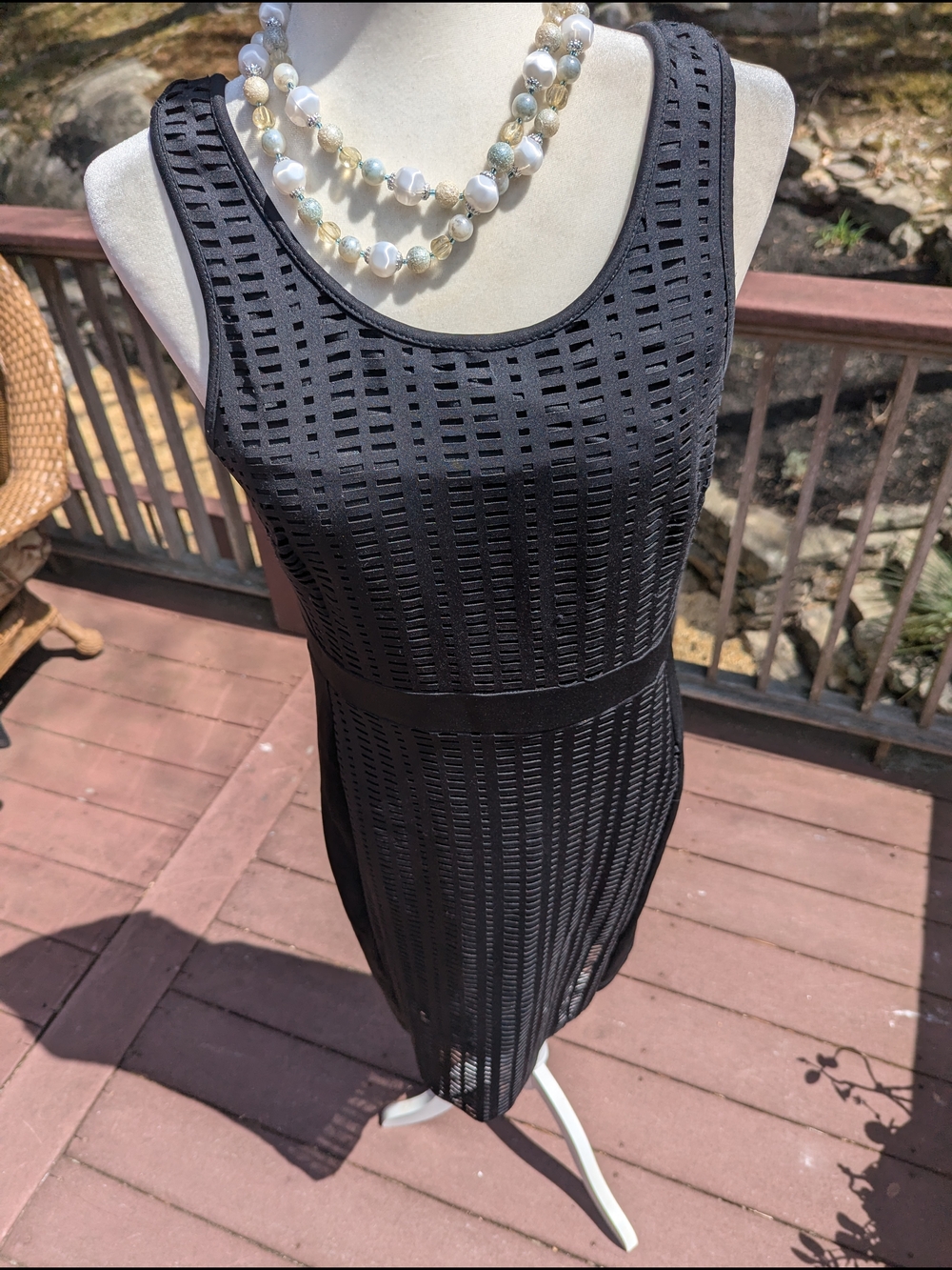 Spense Black Sleeveless Cutout Midi Sheath Dress